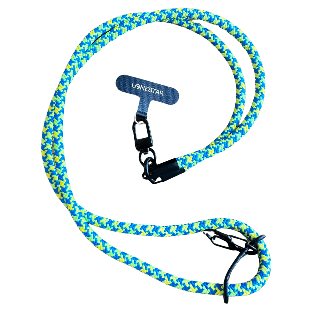 StrapFusion Rope Lanyard Lime Blue Chevron