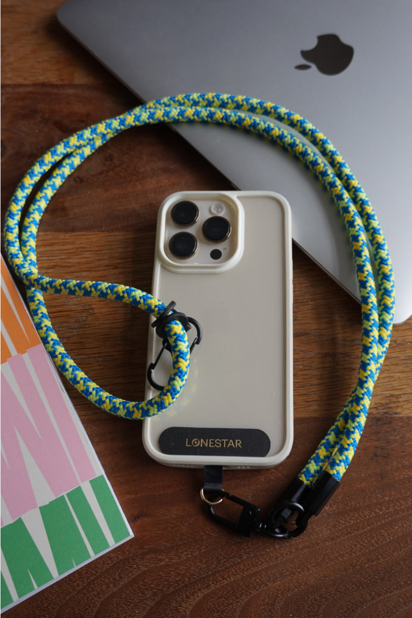 StrapFusion Rope Lanyard Lime Blue Chevron