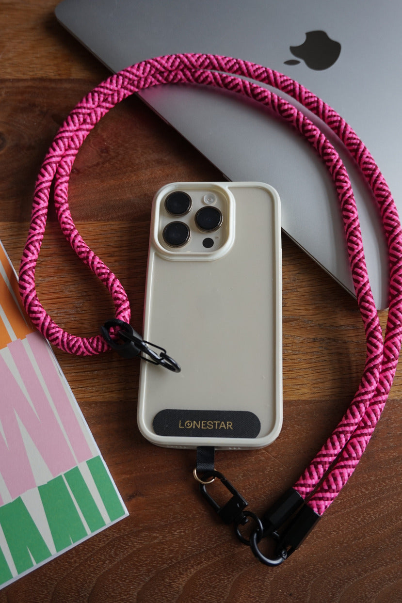 StrapFusion Rope Lanyard Pink Raspberry Chevron