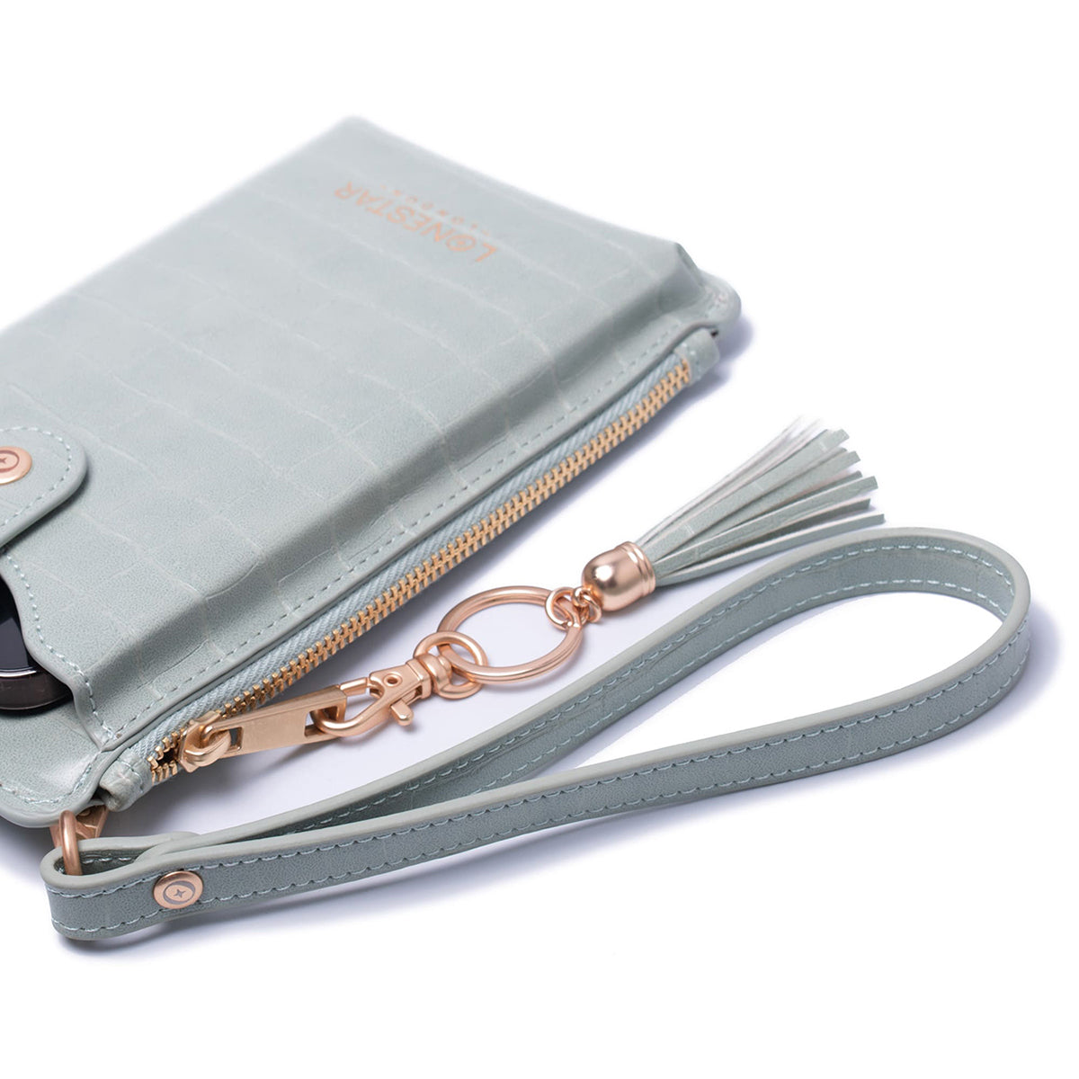 Vintage Teal Leather Wristlet